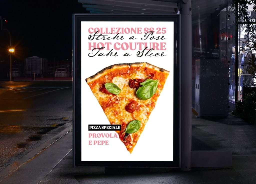 La campagna social “Hot Couture” di Velo - Pizzaioli popolari ispirata a un classico cartellone pubblicitario - Five Custom Studio, fonte Aromi.Group