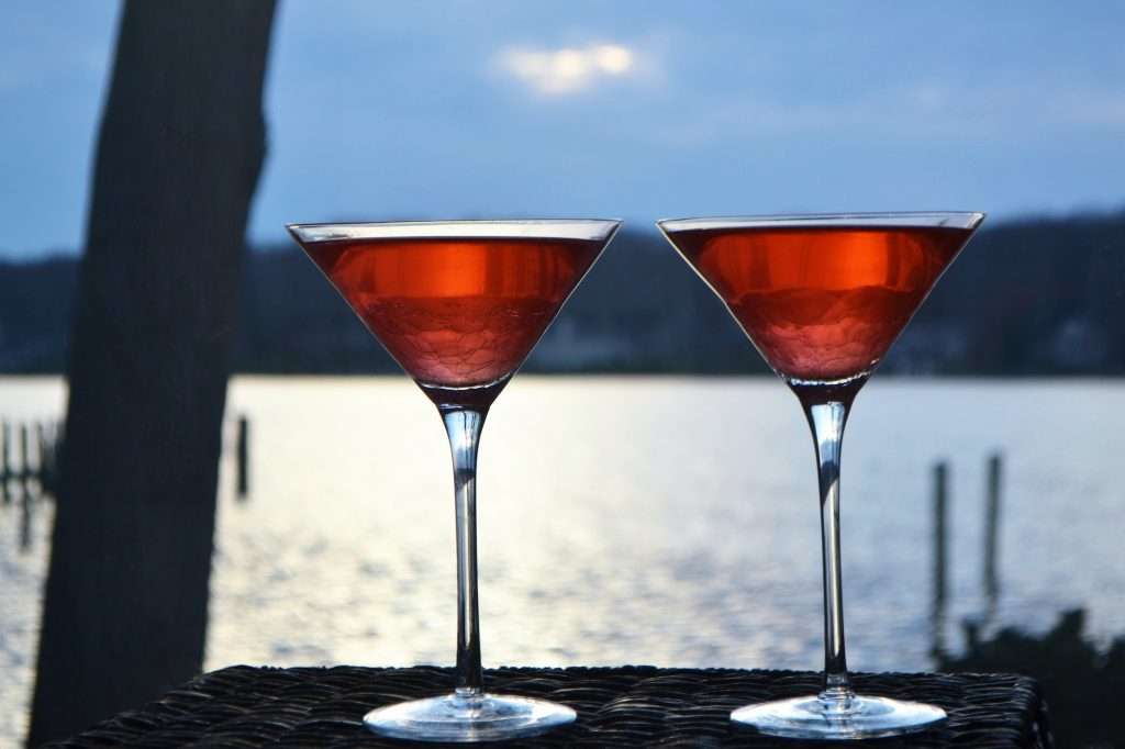 Colorful martini glasses cocktail drinks
